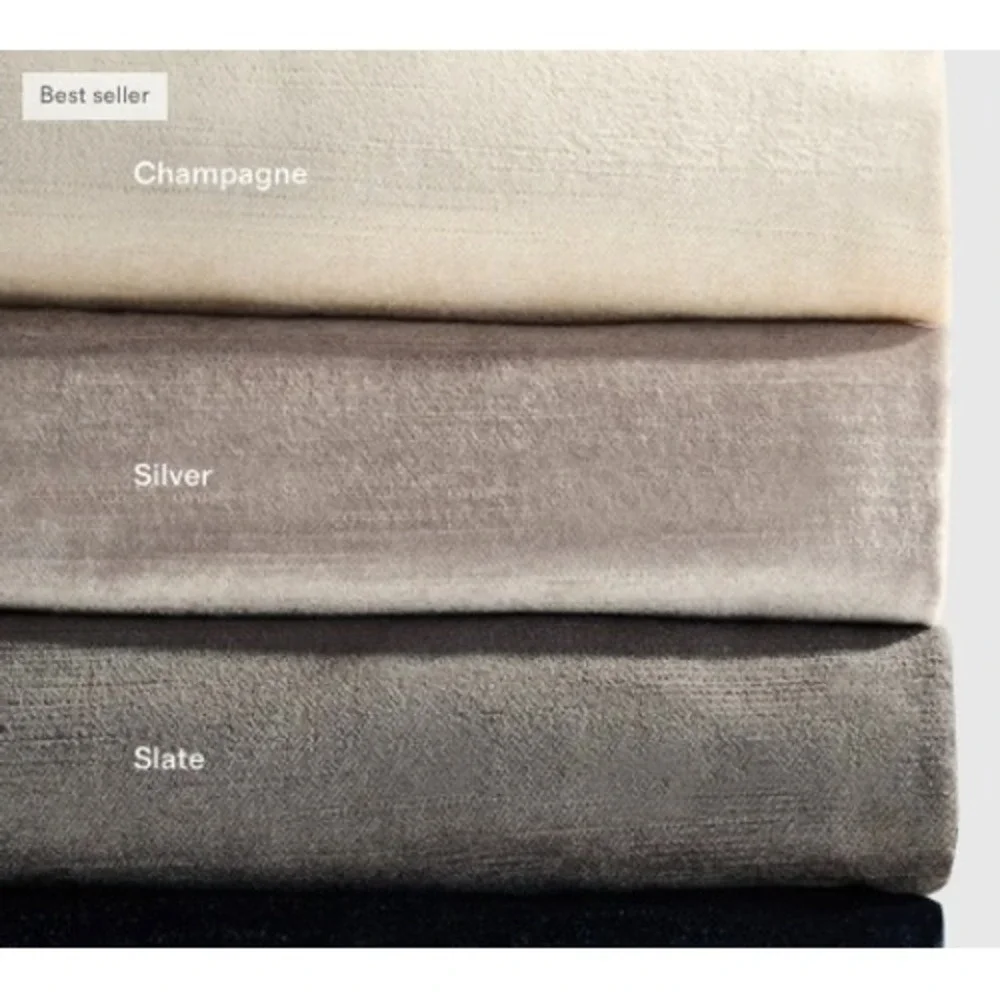 New QUINCE Slate Luster‎ Velvet Curtain Cotton Lined 48 x 96